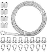 Thickened 3/16 Stainless Steel Cable, 25ft Wire Rope, 7X19 Strands Aircraft Cable, 3700lbs Breaki...