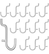 Baluue 20 Pack Pegboard Hooks, 304 Stainless Steel Pegboard J Hooks for Tool Storage, Garage Orga...