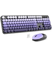 MOFII Wireless Keyboard and Mouse Combo, 2.4GHz Retro Typewriter Keyboard Full Size, Cute Wireles...