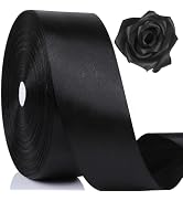 NESCCI 1 1/2 Inch Black Solid Satin Ribbon, 100 Yards Double Sided Satin Ribbon,Perfect for Gift ...