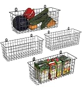 MaraFansie Extra Large Hanging Wall Basket 4-Pack Wall Mounted Wire Basket Cabinet Storage Bin Or...