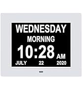 ybest 7 Inch Extra Large Non-Abbreviated Day Date & Month Digital Day Calendar Clock with Auto-Di...