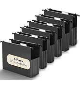 NORDUN Plastic Extra Capacity Hanging File Folder Letter Size,6 Pack Heavy Duty 3" Expanding Acco...