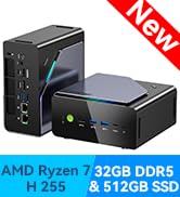 gmktec gaming pc mini computer ryzen 7 h 255 32gb ddr5 ram memory 512gb ssd storage desktop