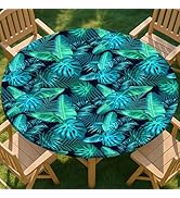 pickyNproud Round Tablecloth Waterproof round fitted tablecloth with elastic Fits 45