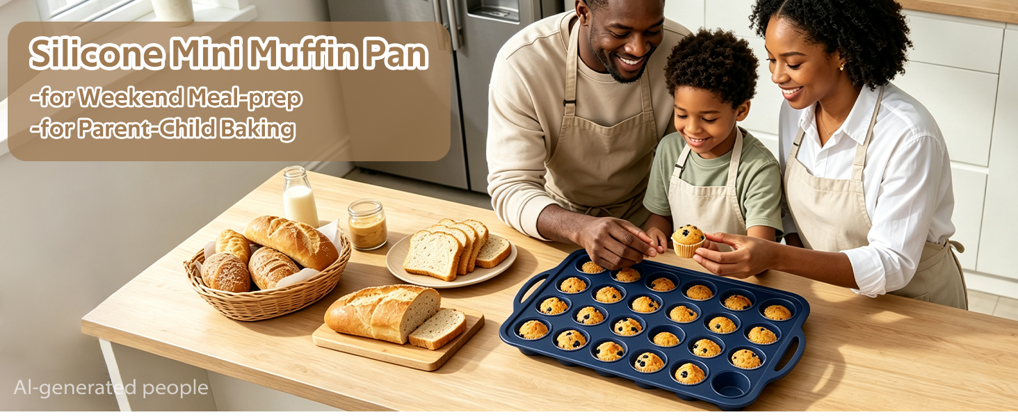 Silicone Mini Muffin Pan for Weekend Meal-prep, For Parent-Child Baking