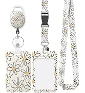 Uniclife Floral Sliding Badge Holder White Flower Plastic Case with Retractable Badge Reel Carabi...