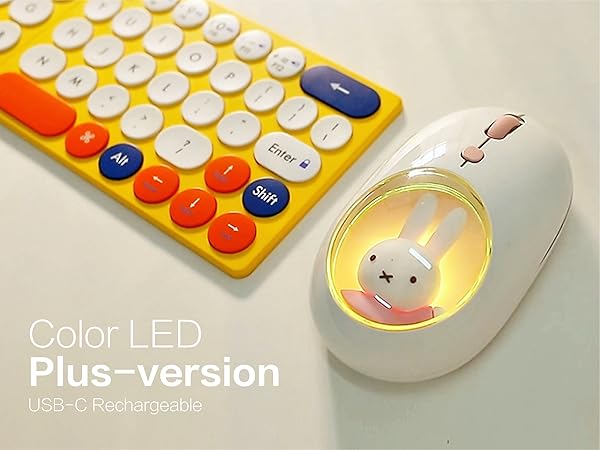 Miffy wireless Dual Mode Mouse Bluetooth Rechargable LED Plus-Version