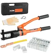 HZLZRZ 12 Tons Hydraulic Crimping Tool, Range 6AWG-4/0AWG(250MCM), Hydraulic Cable Lug Crimper wi...