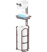 Toilet Paper Holder Stand with Reserve and Dispenser for 4 Mega Roll, Bathroom Freestanding Toile...