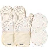 Dorkuova Silicone Oven Mitts Pair,Oven Gloves, BPA-Free, Long Cooking Mitts,Cute Oven Mitts and P...