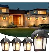 DERAYSION 4 Pack Solar Wall Lanterns,9 Inch Solar Porch Light with Motion Sensor, 3 Mode Adjustab...