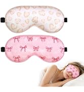 OlyPegic 2 Pcs Girls Sleep Masks for Women Girls Silk Eye Mask Sleeping Eye Masks Women with Adju...
