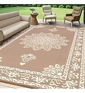 Yamaziot Outdoor Rug 8x10 Ft, Waterproof Plastic Straw Patio Rug, Reversible Backyard Carpet UV R...