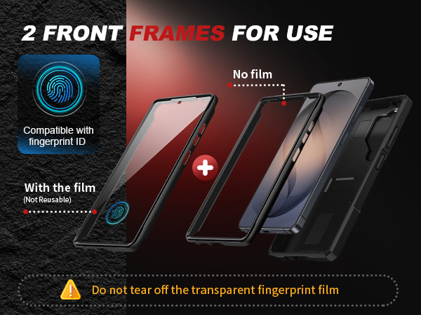 with 2 front frames, 1* with built-in screen protector and 1* without screen protector