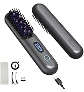 Cordless Hair Straightener Brush - Portable Straightener Brush with 9 Temp Settings, Mini Straigh...