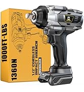 Cordless Impact Wrench 1000FT-LBS for Dewalt Battery, 1/2 inch Brushless Electric 1360N.m Impact ...