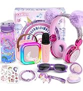 Cleboen Unicorn Gift for Girls Toys with Kids Karaoke/Microphone/Headphone/DIY Water Bottle/Keych...