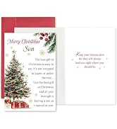 hvdler Heartfelt Son Christmas Card, Son Merry Christmas Card from Mom Dad, Poem Holiday Gift for...