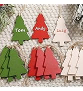 Christmas Decorations-12pcs Tags -DIY Unfinished Personalized Wooden Stocking Name Tags -Christma...