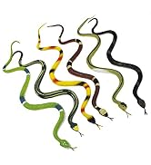 Fun Central 12-Pack Realistic Rubber Snakes - 14-Inch Flexible Prank Props, Party Favors, Hallowe...
