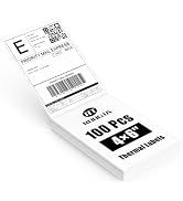 RONGTA 4x6 Fanfold Thermal Shipping Labels, White (1 Stack | 100 Labels) | Clear Printing and Str...