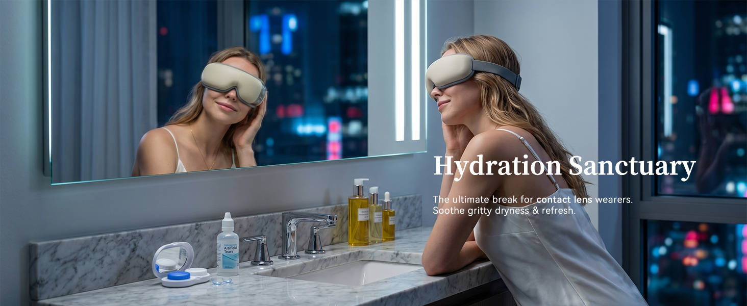 eye massager for contact lens wearers, eye relief, soothing heat