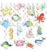 36Pcs Tropical Fish Hanging Swirl Under The Sea Party Birthday Decor Sea Animals Ocean Themed Fis...