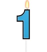 FAMGift Blue Number Candles for Cakes - Number 1 Candle Birthday Baby Boy, One Cake Topper for Bo...