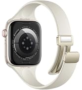 Charlam Slim Silicone Magnetic Band Compatible with Apple Watch Bands Women | Soft Breathable Thi...