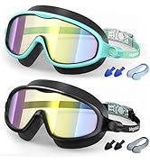 VegoVia Kids Swim Goggles 2 Pack, Anti-Fog UV Protection Wide View Swimming Goggles for Kids 3-15...