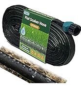 Secbulk Flat Soaker Hose with Green Elastic Fibers, 50FT 1/2" Linkable Consistent Drip Irrigation...