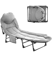 DUMOS Camping Cot for Adults, 6 Angle Adjustable Folding Camping Bed with Mattress, Foldable Camp...