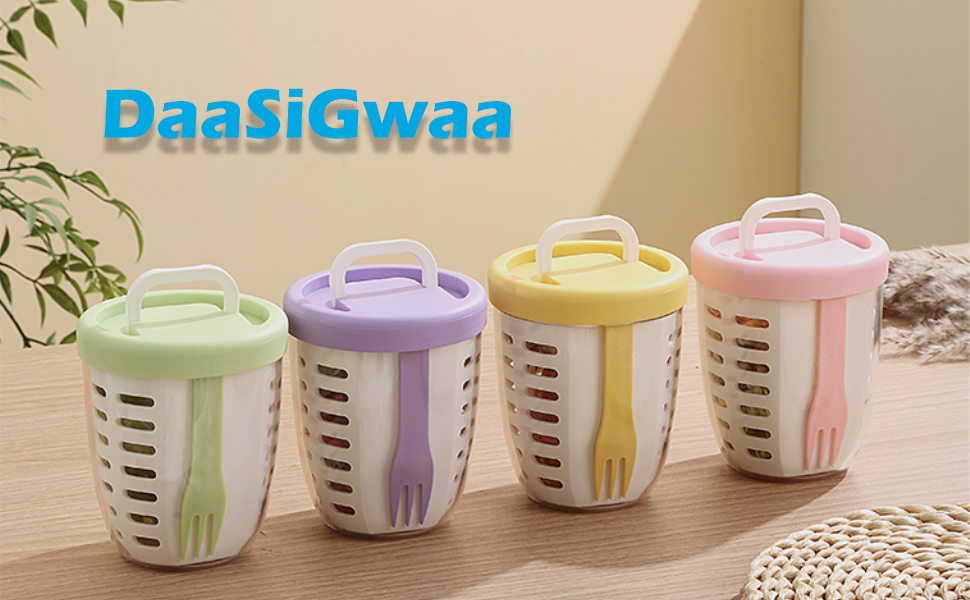 Fresh Fruit Salad Storage Cup To Go With Folding Handle