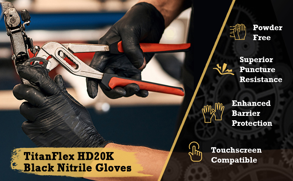 TitanFlex Heavy Duty Nitrile Exam Gloves - Medical Grade, Food Safe, Puncture/Chemical Resistant
