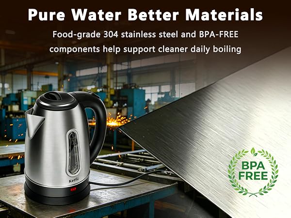 Stainless Steel Electric Kettle, 1.8 Liters