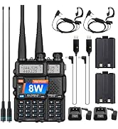 2 Pack BAOFENG UV-5R 8 Watt Ham Radio Handheld Long Range Two Way Radio with USB Charging & Long ...
