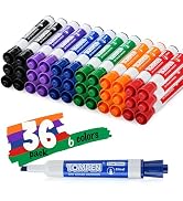 TOMPEN Dry Erase Markers 36 Count 6 Assorted Colors,Chisel Tip Whiteboard Markers for Adults Teac...