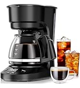 Kismile Compact Drip Coffee Maker with LED Display, Small Drip Coffee Machine Boasting Anti-Drip ...