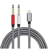 Lightning to Dual 6.35mm 1/4" TS Mono Stereo Y-Cable Splitter Lightning to Dual 1/4 inch Audio Ca...
