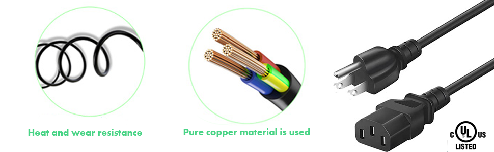 PC Computer Power Cord for Dell OptiPlex Alienware XPS HP Elite Pavilion Envy Acer Lenovo