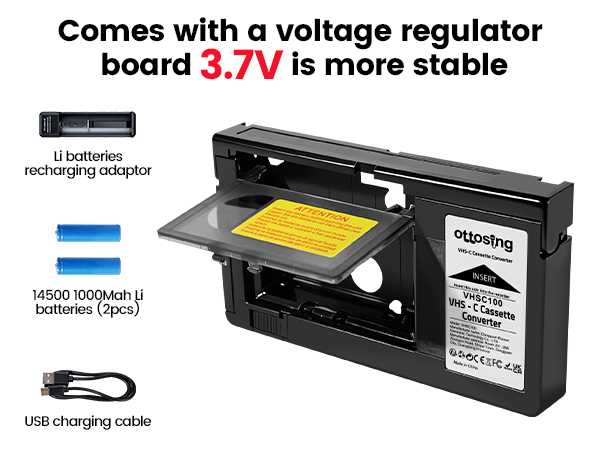 vhs c adapter with stable rechargeable battery