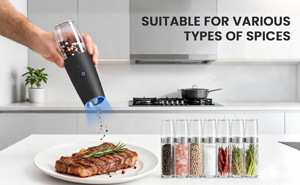UNNEES Gravity Electric Pepper And Salt Grinder Set