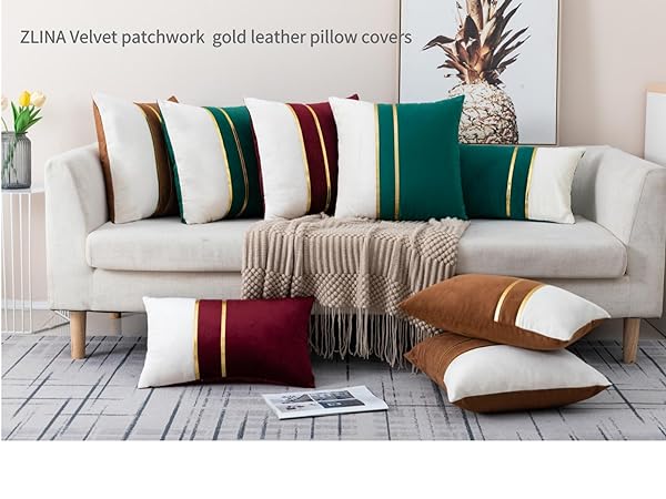 gold leather pillow covers