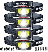 PSDRIQQ LED Headlamp Rechargeable, 4 Pack Head Lamp Flashlight Headlight Light with Motion Sensor...