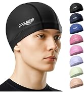 COOLMATE Fabric Swim Cap for Adult Women Men Kid 3 4 6 8 14 16, Silicone Water Resistant Layer, C...