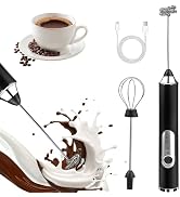 Handheld Milk Frother, rechargeable milk frother with 2 Stainless Steel Whisks 3 Speeds Electric ...