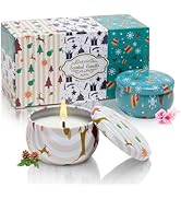 2 Pack 2.5 oz Christmas Candles Gifts Set, Natural Soy Christmas Pine Tree and Cherry Blossom Aro...