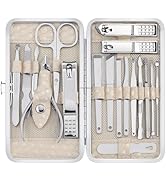 Yougai Nail Clippers set for Men and Womens Gift Manicure Set 18 Pieces Stainless Steel Manicure ...
