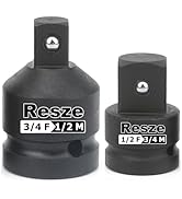 Resze 2PCS Impact Socket Adapter and Reducer Set,3/4"to 1/2" & 1/2"to 3/4" Drive Socket Adapter S...